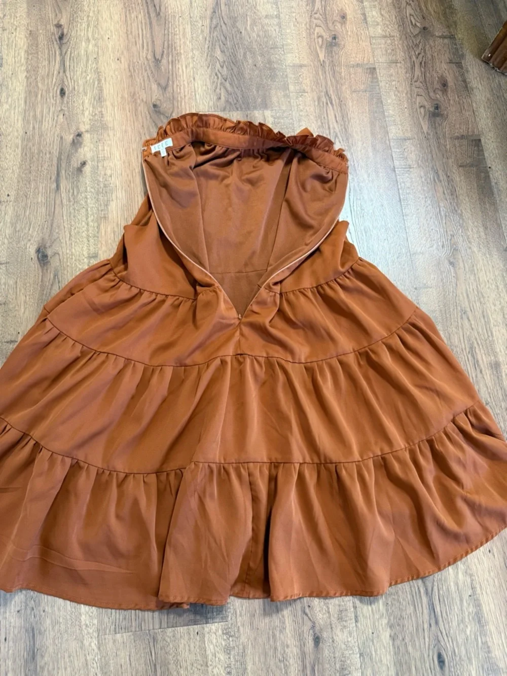 TCEC Brown and Orange Tiered Ruffled Sundress